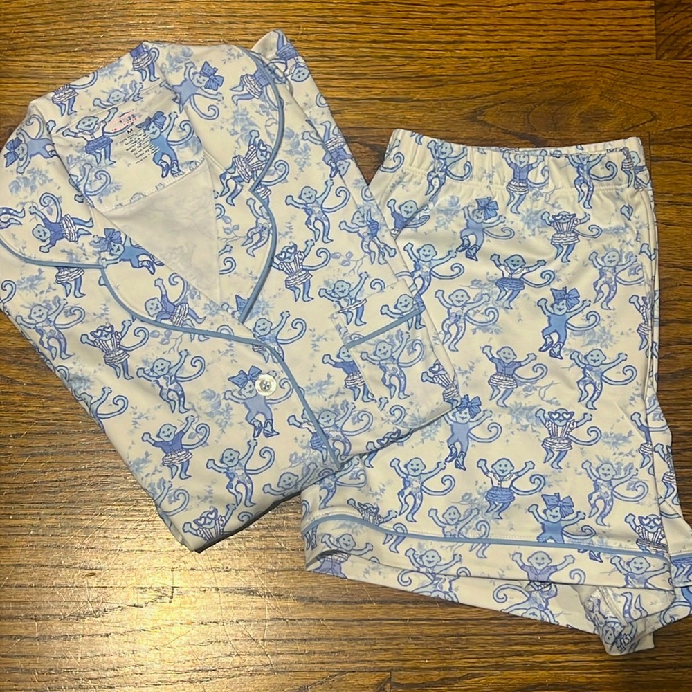 Roller Rabbit x LoveShackFancy blue pajamas sz M